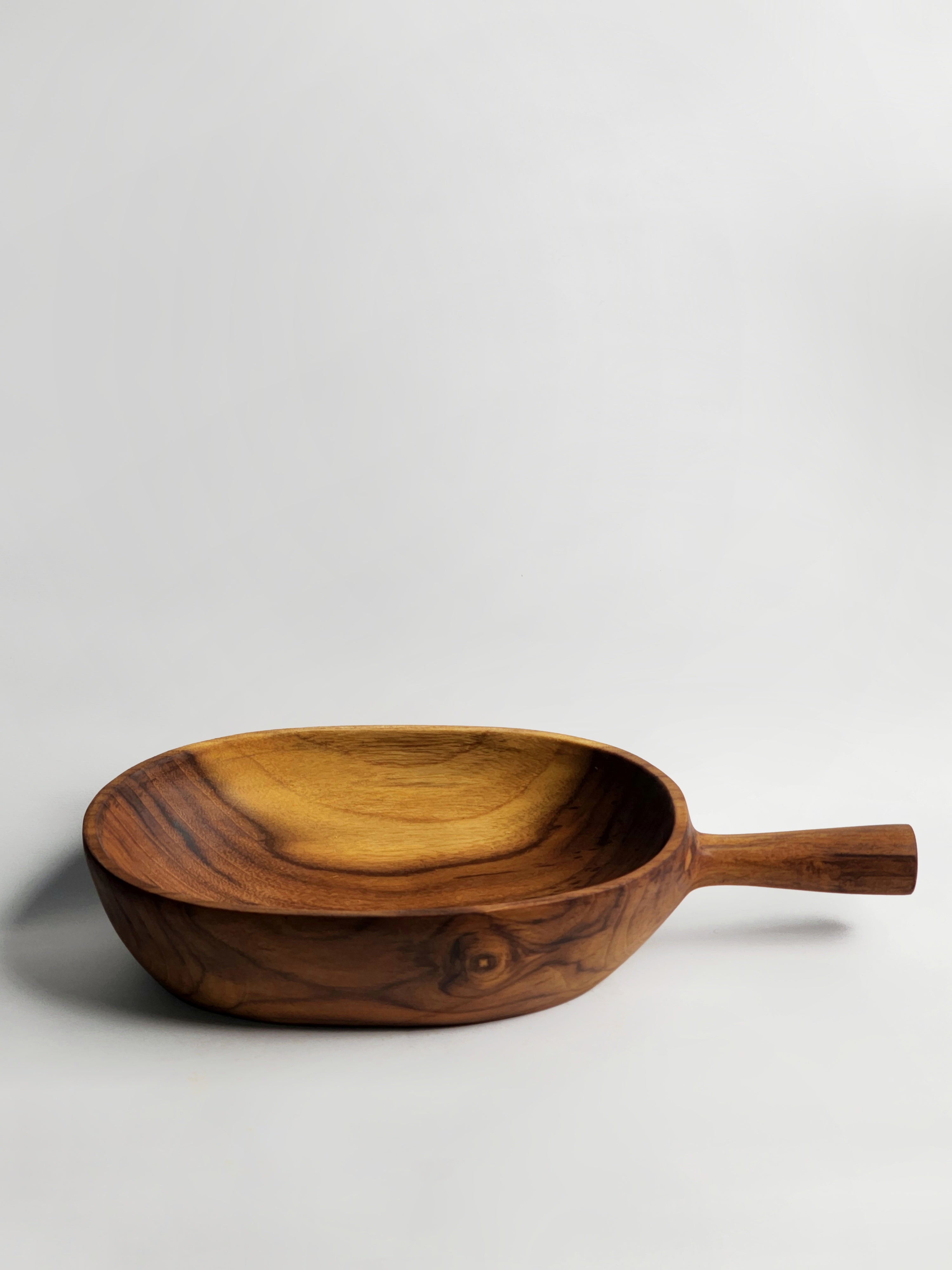 Hand-Carved Wooden Bowl with Handle