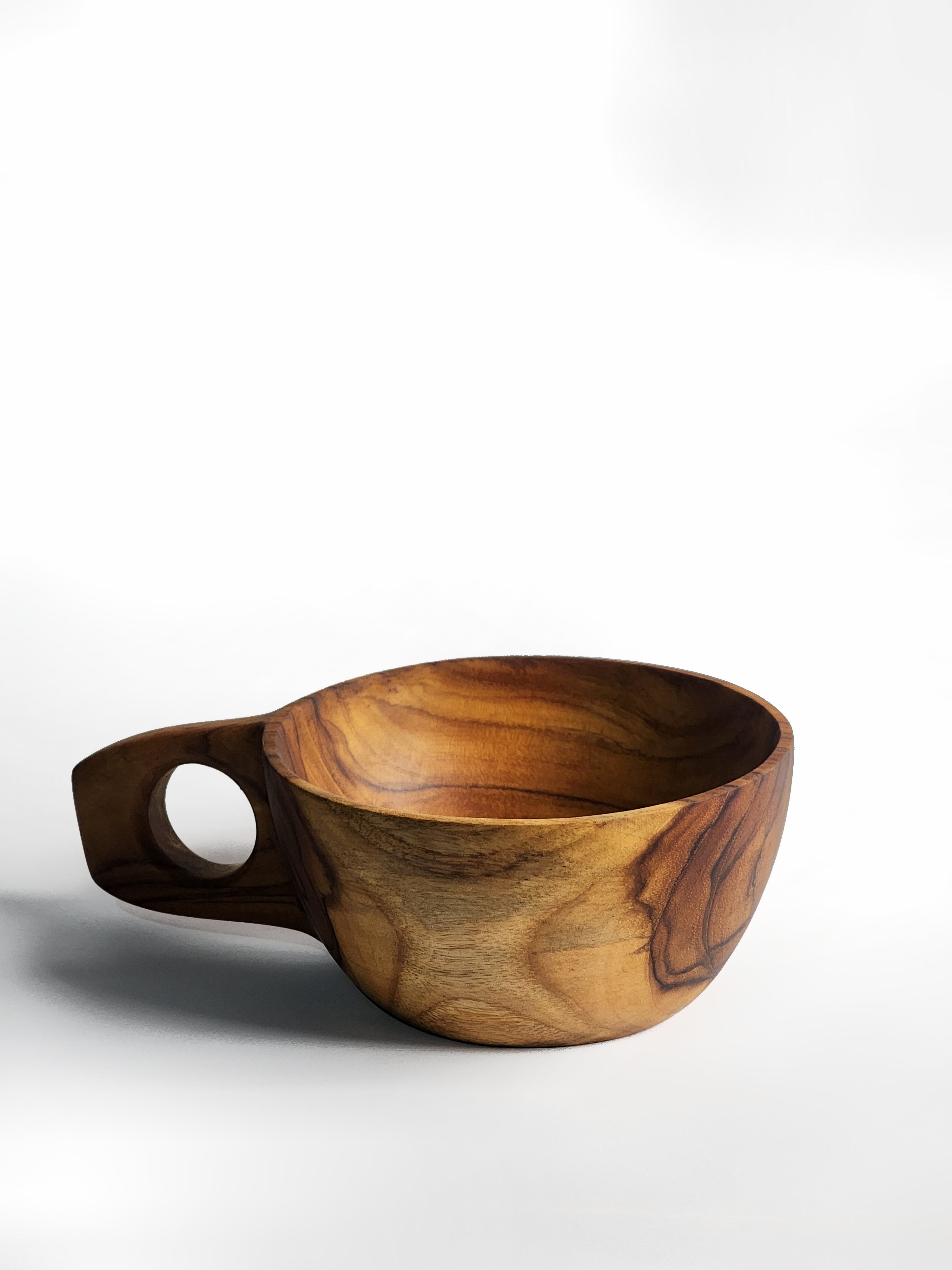 Handled Wooden Soup Bowl