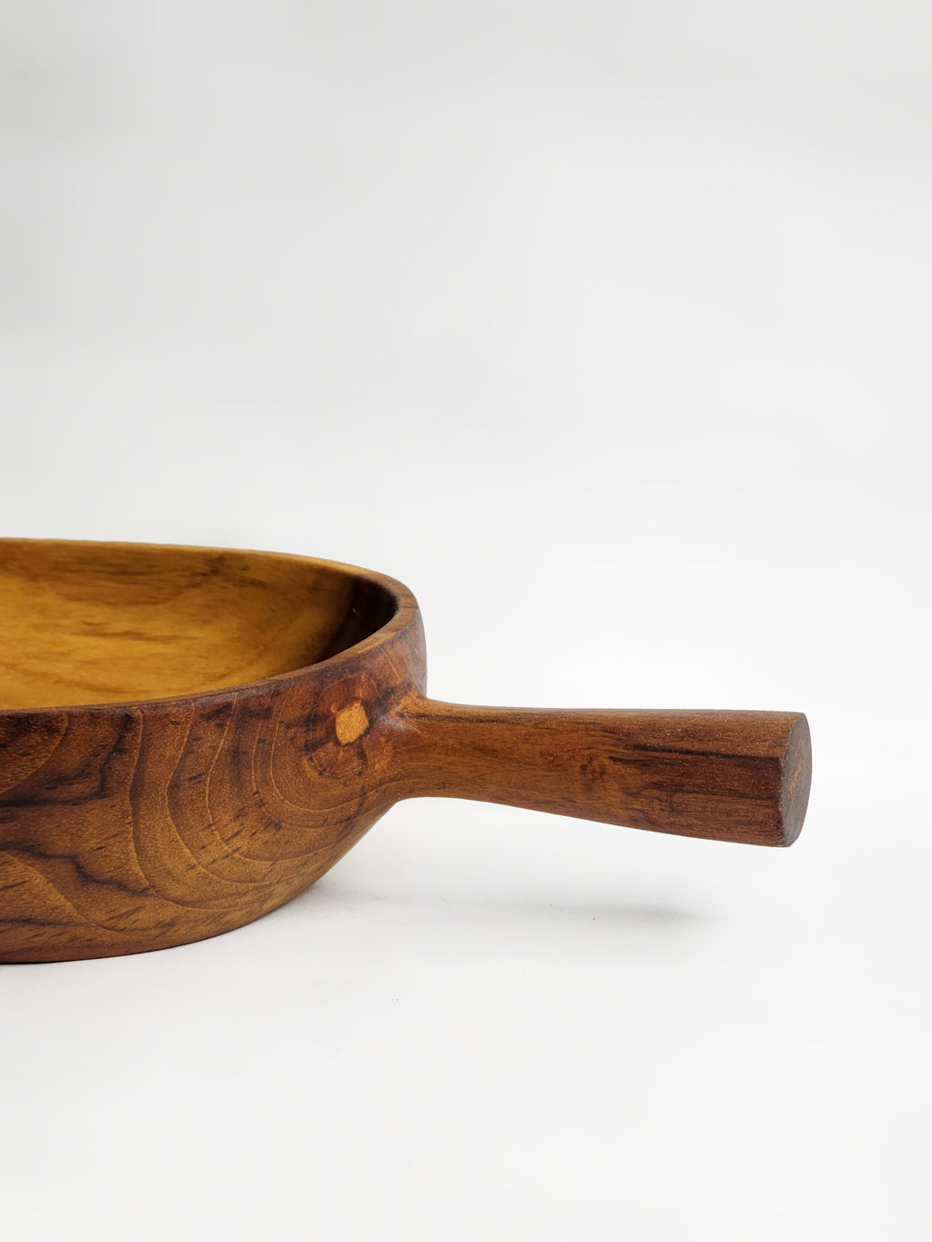 Hand-Carved Wooden Bowl with Handle