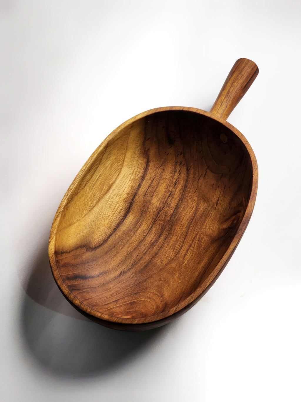 Hand-Carved Wooden Bowl with Handle
