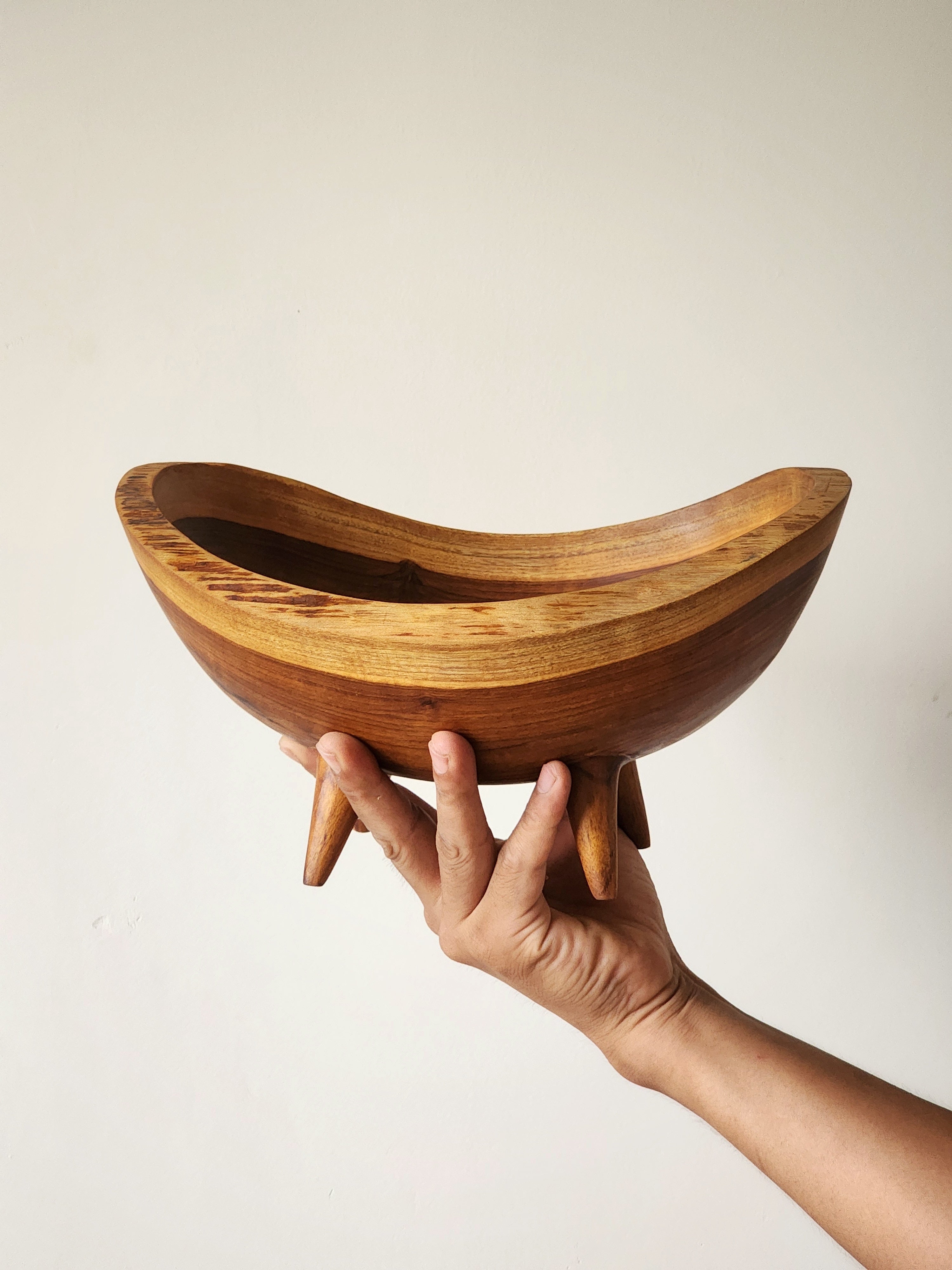 Raised Wooden Fruit Bowl