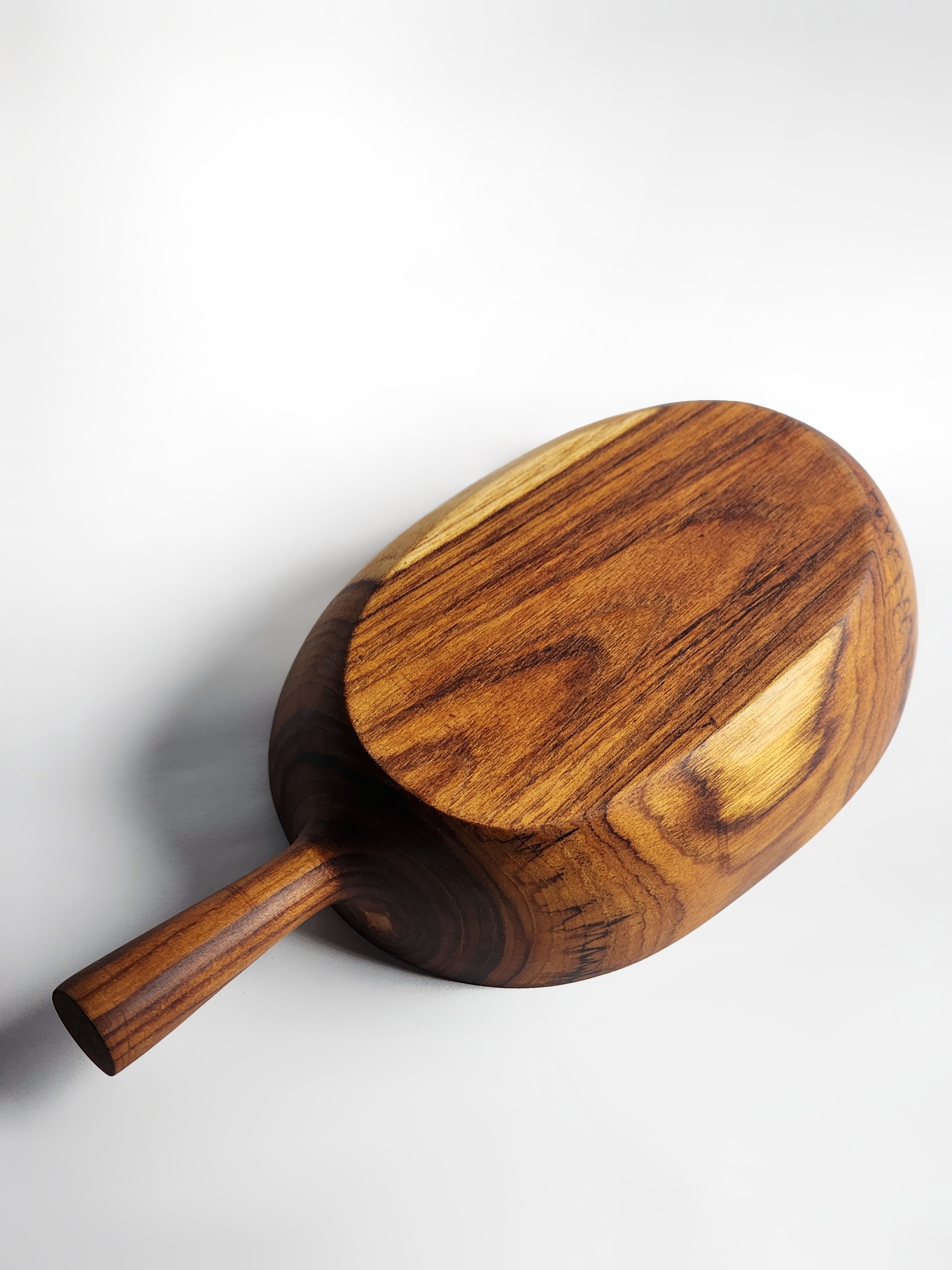 Hand-Carved Wooden Bowl with Handle